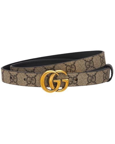 Gucci gg Marmont Reversible Thin Leather Belt - White