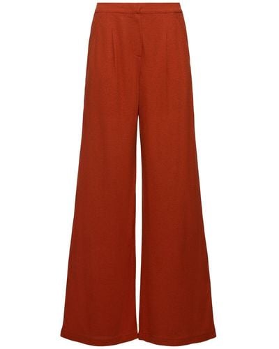 Max Mara Brina Linen Blend Jersey Straight Trousers - Red