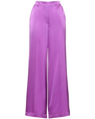 Forte Forte Pantalon ample en satin de soie stretch - Violet