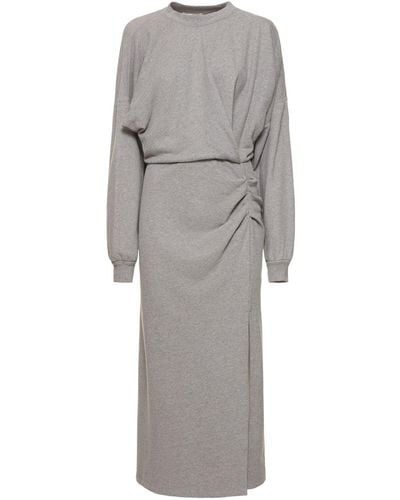 Isabel Marant Salomon Cotton Blend Midi Dress - Gray