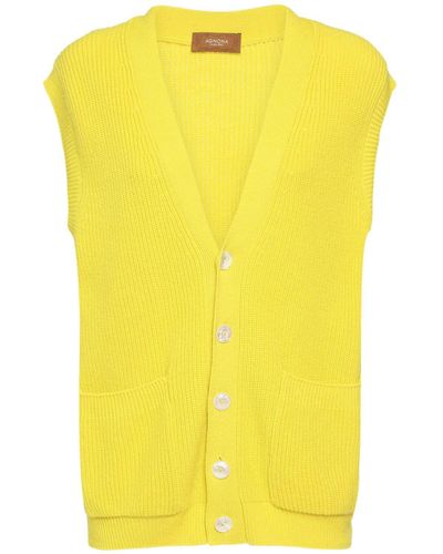 Agnona Cardigan In Maglia Di Cashmere E Cotone - Giallo