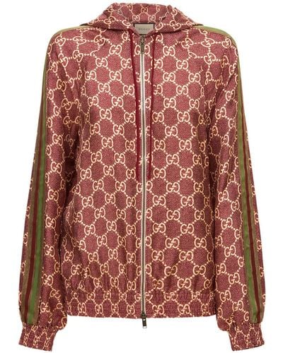 Gucci Giacca In Twill Di Seta Con Logo - Multicolore