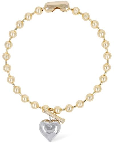 Timeless Pearly Chunky Heart Necklace - Metallic