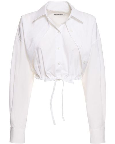 Alexander Wang Double Layered Cotton Crop Shirt - White