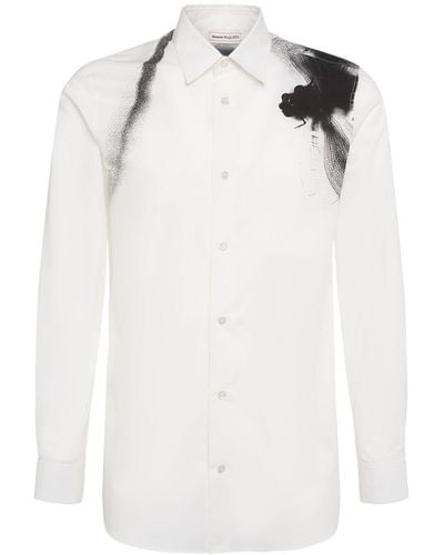 Alexander McQueen Camiseta de algodón estampado - Blanco