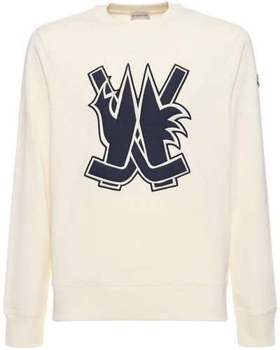 Moncler Hockey Logo-patch Cotton Sweatshirt - Natural