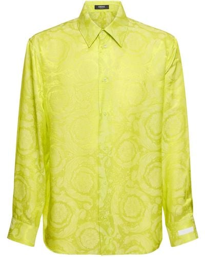 Versace Barocco Viscose & Silk Shirt - Yellow