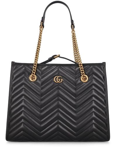 Gucci GG Marmont Medium Matelassé-leather Tote Bag - Black