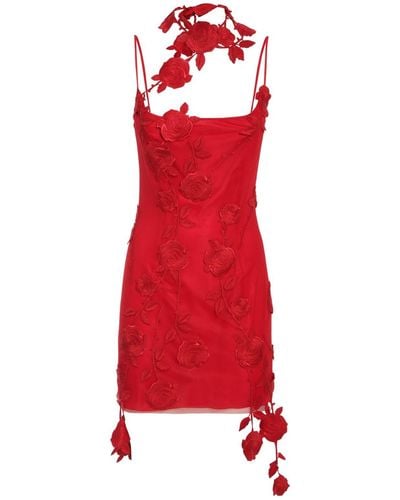 Blumarine Mesh Embroidry Mini Dress - Red