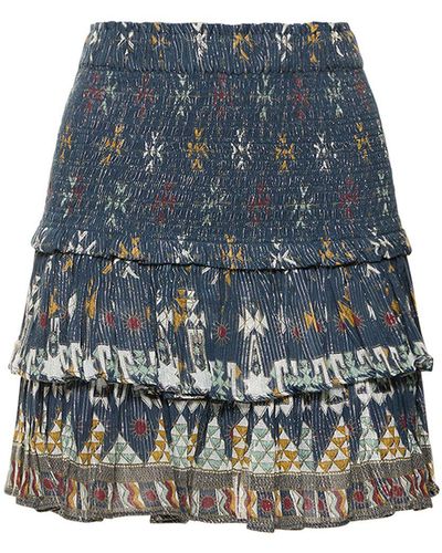 Isabel Marant Naomi Printed Ruffled Mini Skirt - Blue