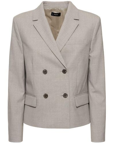 Theory Double Breasted Wool Jacket - Gray