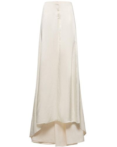 Ludovic de Saint Sernin Satin Midrise Long Skirt - White