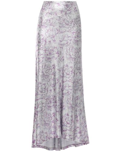 Rabanne Floral Print Viscose Blend Long Skirt - Purple