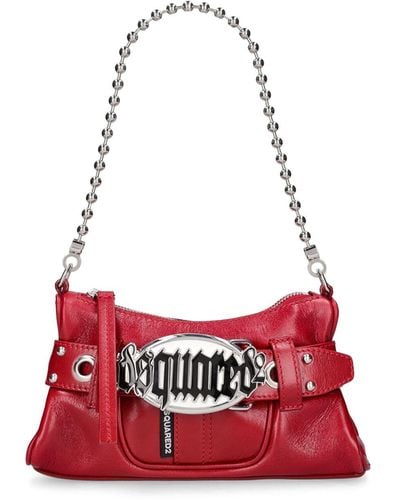 DSquared² Gothic Logo Belted Leather Clutch - Red