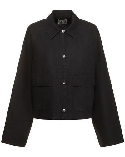 Totême Cropped Organic Cotton Jacket - Black