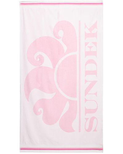 Sundek Logo Jacquard Cotton Terry Beach Towel - Pink