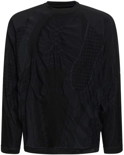 Roa Oversize 3D Knit Long Sleeve Shirt - Black