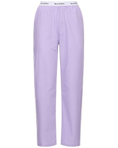 Sporty & Rich Pantalon de pyjama à logo - Violet