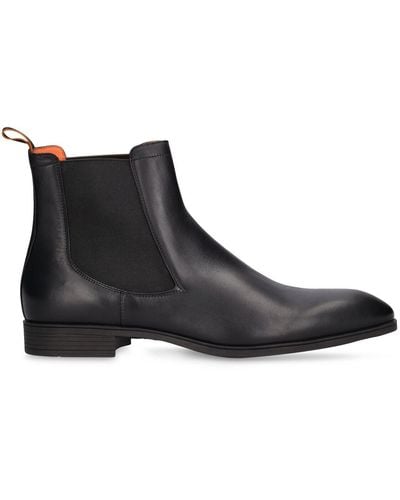 Santoni Detoxify Leather Chelsea Boots - Black