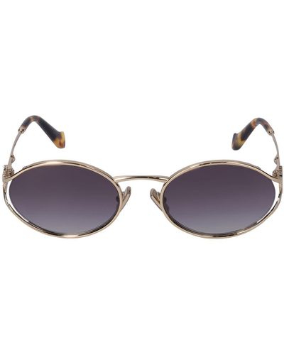 Miu Miu Lunettes de soleil ovales en métal - Marron