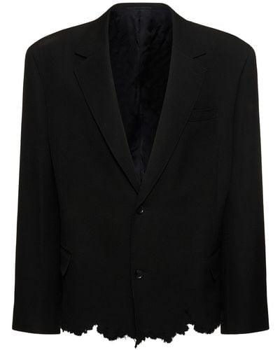 Doublet Cut Off Oversized Wool Tailored Blazer - Black