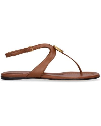 Gucci 10mm Hohe Zehensteg-sandalen Aus Leder "marmont" - Braun