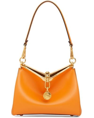 Etro Small Vela Leather Shoulder Bag - Orange