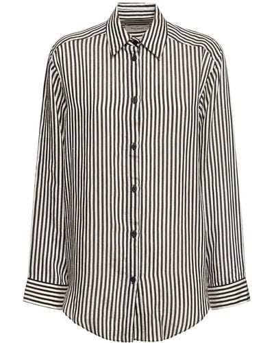 Matteau Striped Silk Blend Classic Shirt - Grey