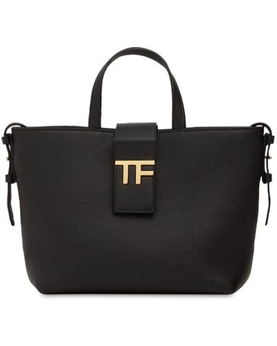 Tom Ford Mini Tf E/w Grain Leather Tote Bag - Black