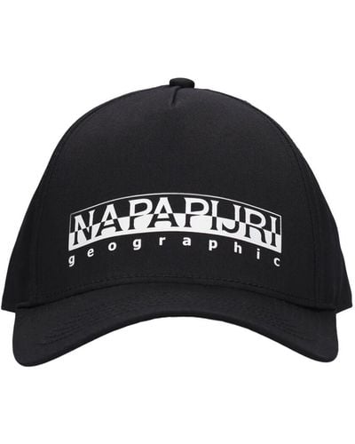 Napapijri Gorra de algodón con logo - Negro