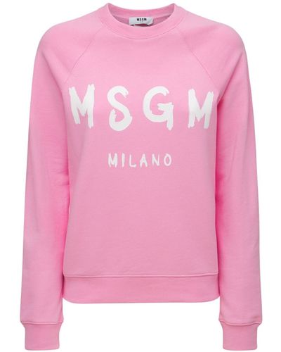 MSGM Sweat-shirt en coton imprimé logo - Rose