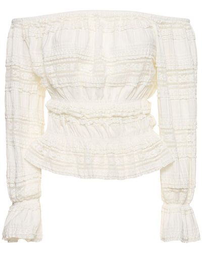 Designers Remix Avery Off-the-shoulder Lace Shirt - White