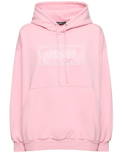 Versace Sweatshirt Aus Jersey Mit Logo "baroque" - Pink