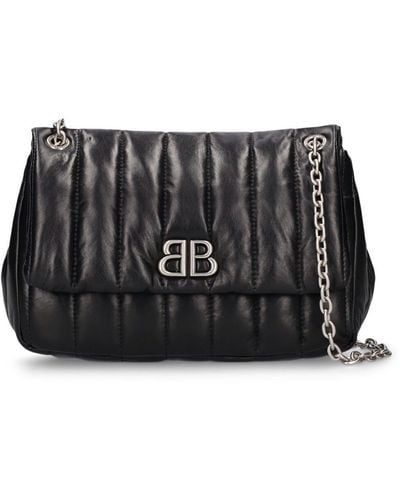 Balenciaga Mini Monaco Leather Shoulder Bag - Black