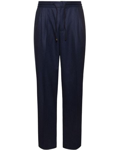 Brunello Cucinelli Wool Flannel jogger Trousers - Blue