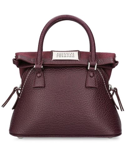 Maison Margiela 5Ac Micro Grained Leather Top Handle Bag - Purple