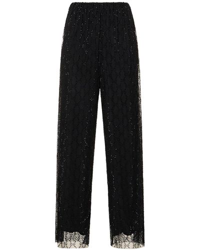 Gucci GG Crystal-embellished Tulle Wide-leg Trousers - Black