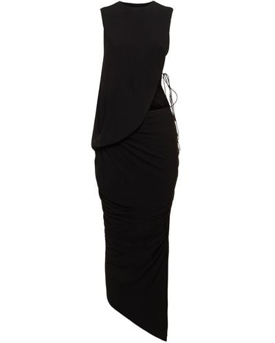Christopher Esber Monstera Asymmetrical Viscose Maxi Dress - Black