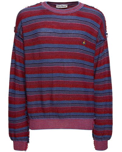 Vivienne Westwood Pull-over en maille de laine et soie à rayures - Rouge