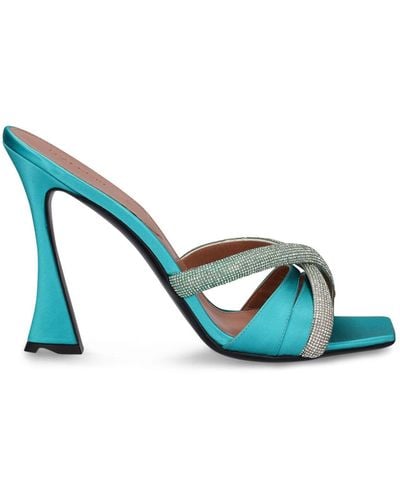 D'Accori 100Mm Lust Satin & Crystals Sandals - Blue