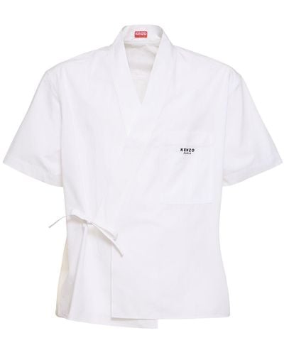 KENZO Kurzärmeliges Hemd Aus Seide "kimono" - Weiß