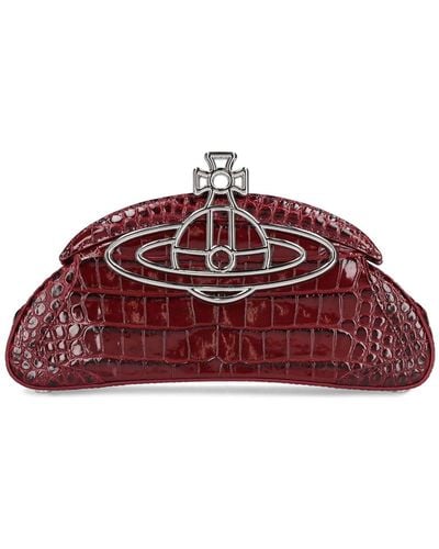 Vivienne Westwood Amber Croc Embossed Leather Clutch - Red