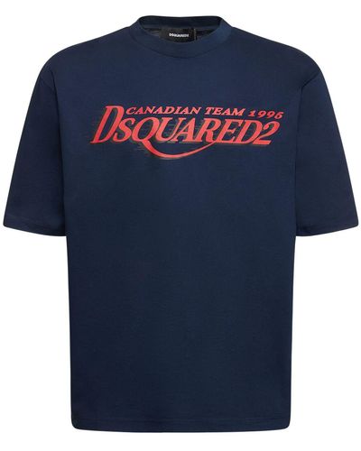 DSquared² T-shirt Aus Baumwolle Mit Logodruck - Blau