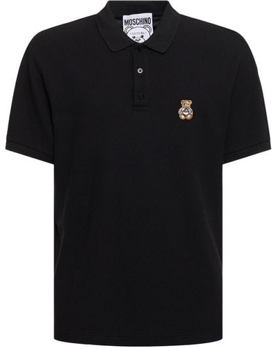 Moschino Teddy Logo Patch Polo Shirt - Black