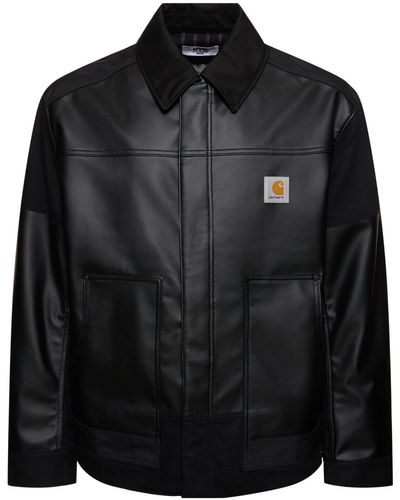 Junya Watanabe Carhartt Logo Cotton Blend Casual Jacket - Black