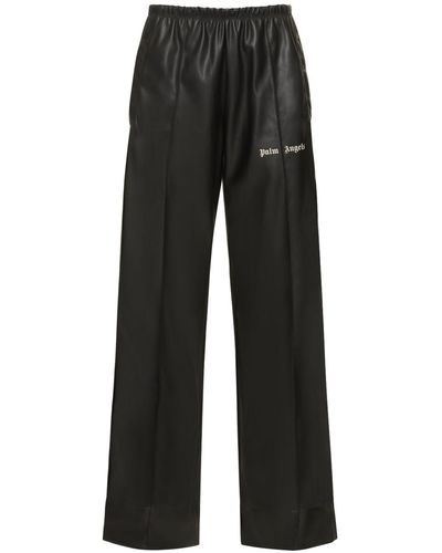 Palm Angels Leather Effect Loose Track Trousers - Black