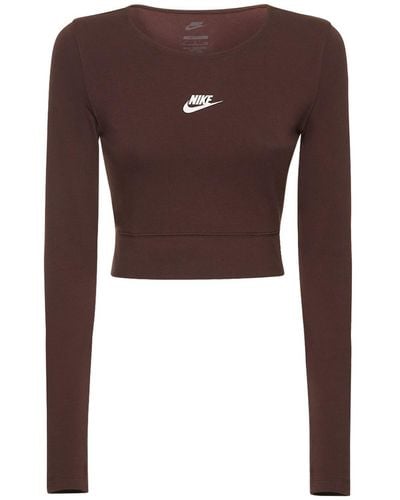 Nike Bauchfreies Oberteil Mit Langen Ärmeln - Braun