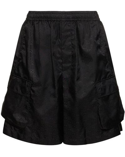 Gucci Gg Logo Nylon Shorts - Black