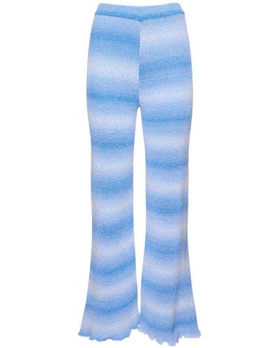 MSGM Pantalon en maille de coton mélangé - Bleu