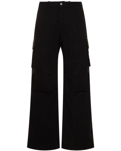 Our Legacy Wide Cotton Canvas Cargo Trousers - Black